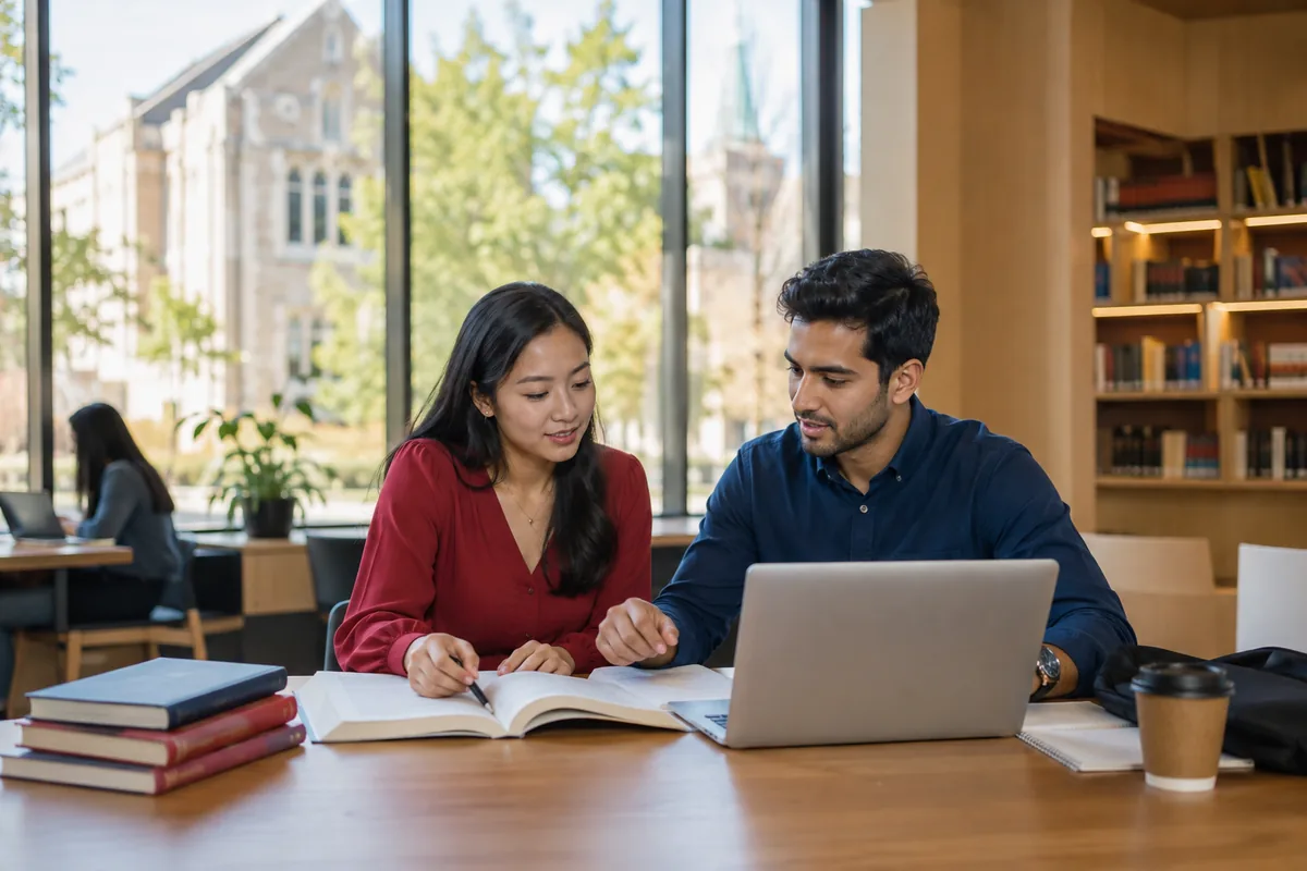 Adult students reviewing study permit and post-graduation work permit requirements