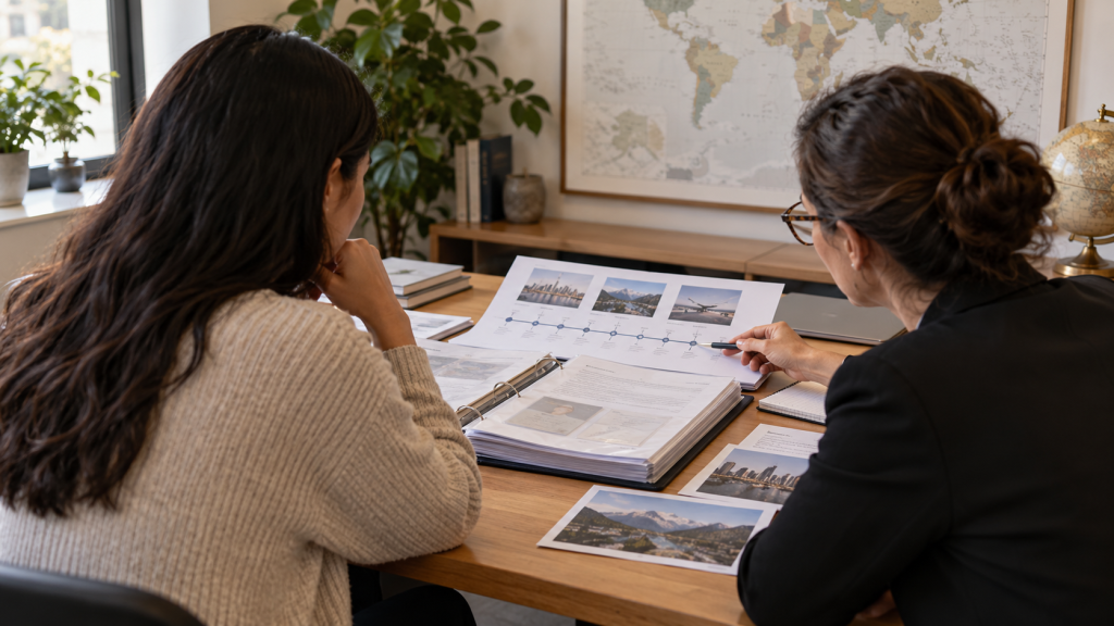 Client and consultant organise a PRRA evidence file and timeline together.
