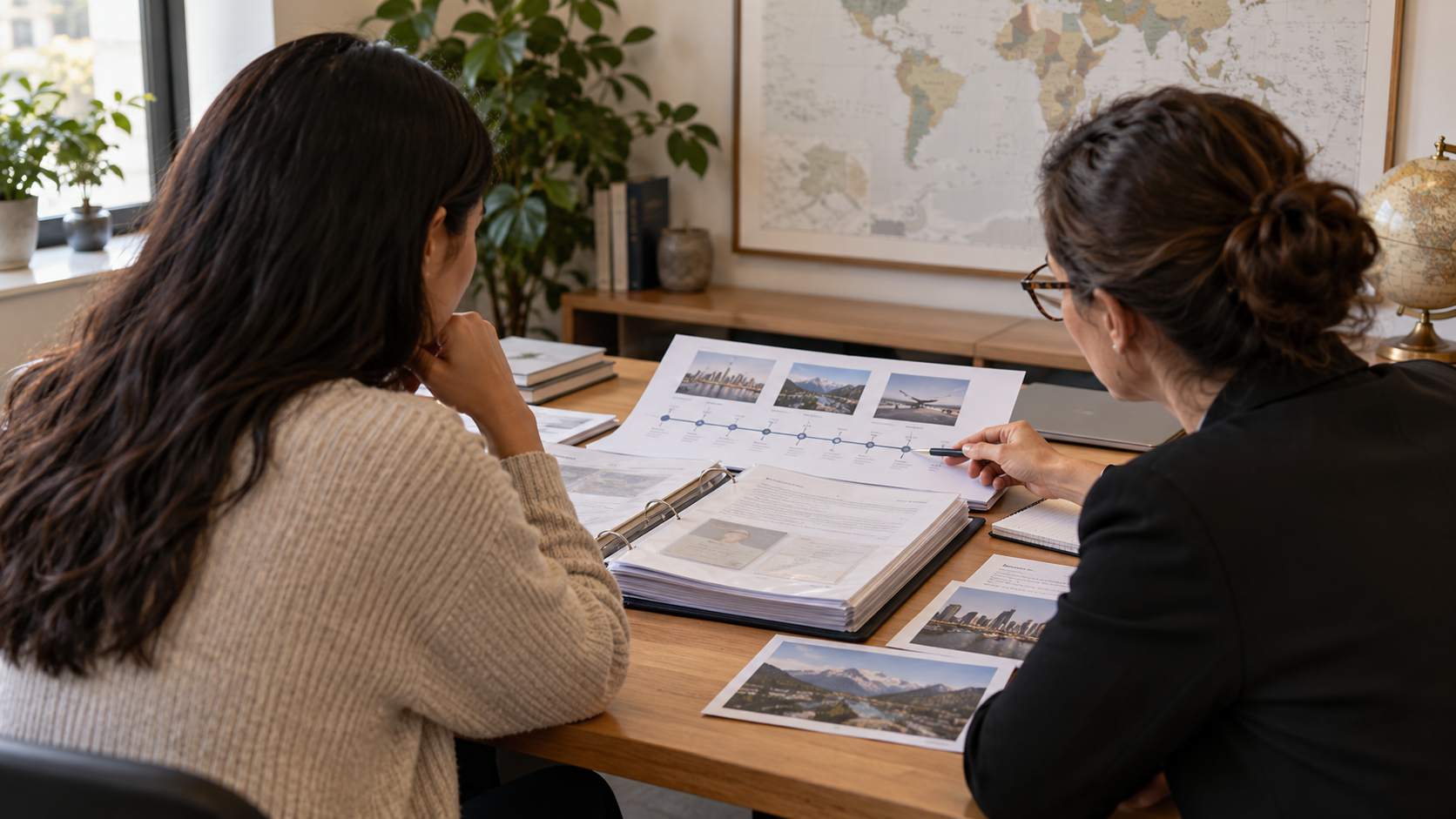 Client and consultant organise a PRRA evidence file and timeline together.