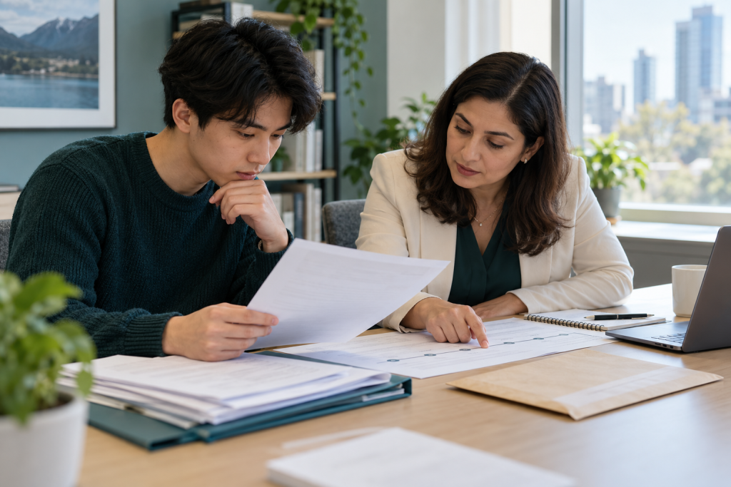 Student and adviser compare a fairness-letter response with a dated evidence timeline.